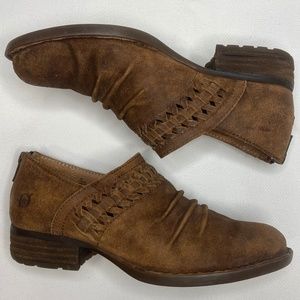 Born Bootie Katharina Brown Rustic Suede Distressed Leather Ankle Bootie Size 6